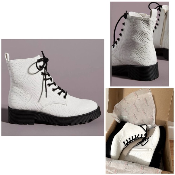 Matisse Lotus Crocodile Embossed Combat Boots Sz:7 NEW in Box! Anthropologie - Picture 1 of 10